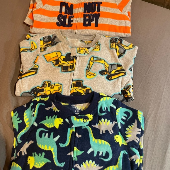 Carter's 3 Pack Fleece Set, Orange/Gray, Construction, & Dinosaur, NWT, Size 24M - Picture 1 of 5